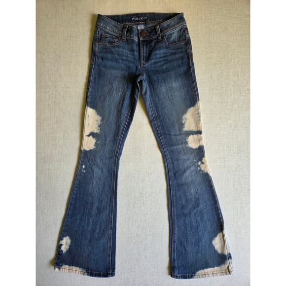Maurices Bootcut Jeans Sz 0R Blue Bleach Wash Stretch Denim Y2K - Picture 1 of 10